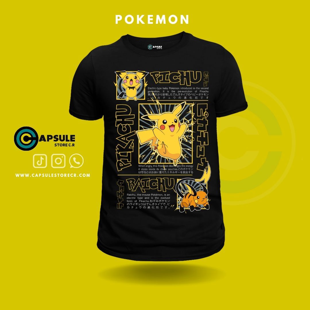 CAMISETA EVOLUCIÓN PIKACHU-POKEMON